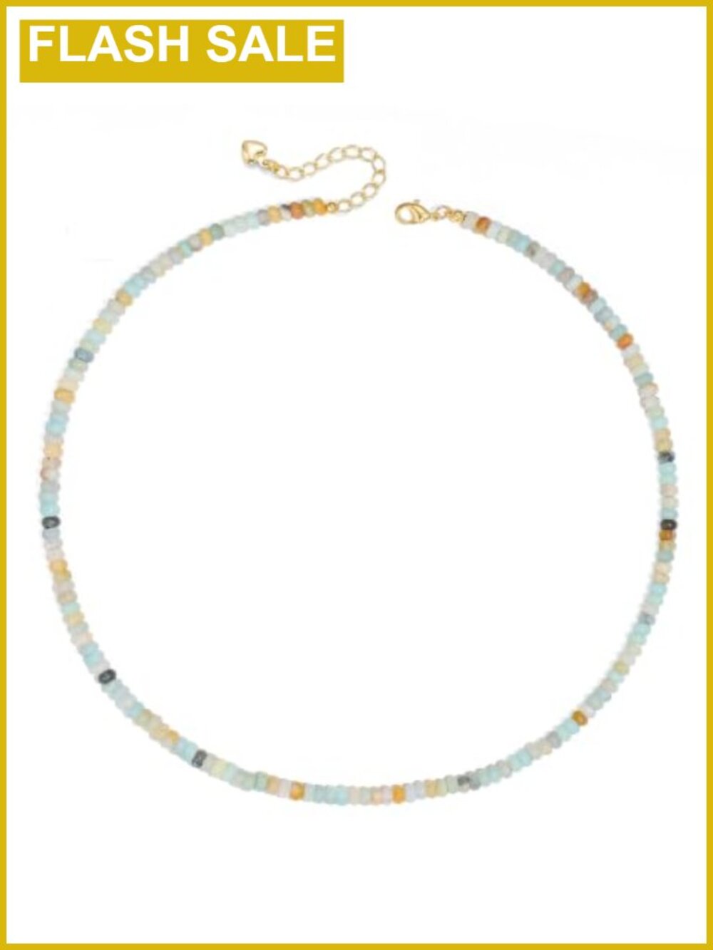 Natural Stone Beaded Choker Necklace 14K Gold Plated Copper Adjustable
